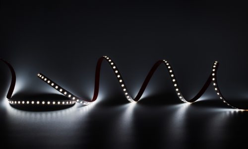 Led,Strip,With,White,Lighting,On,A,Dark,Decorative,Background